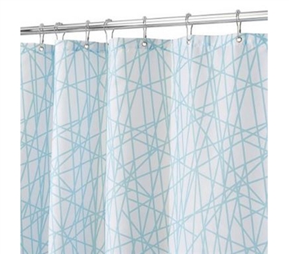 Aqua White Abstract Shower Curtain Dorm Necessities Must Have Dorm Items