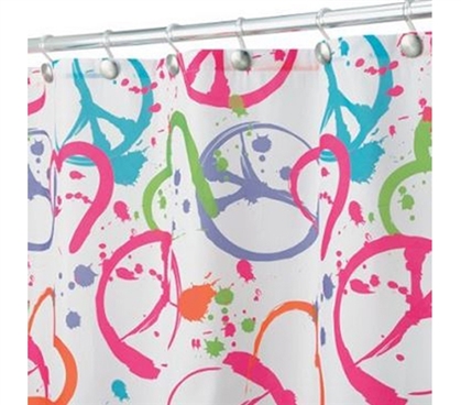 Groovy Peace And Hearts Shower Curtain