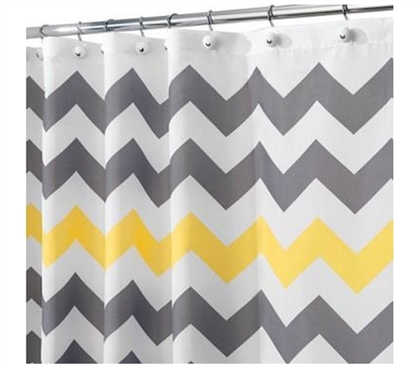 Chevron Gray Yellow Shower Curtain Dorm Room Decor Dorm Essentials