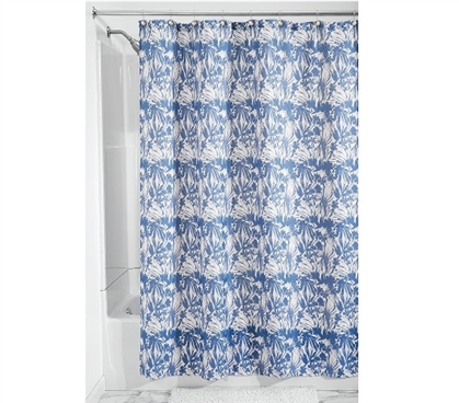 Change Out Old Curtains - Floral Batik Fabric Shower Curtain - Blue - Great Design