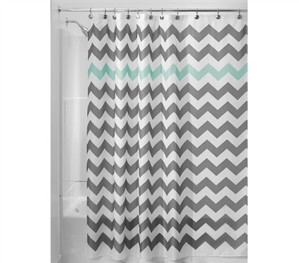 Chevron Fabric Shower Curtain - Gray/Aruba Dorm Essentials Dorm Room Decor