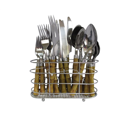 Needed For Meals - Bamboo 22 PC Flatware Set with Caddy - Cool Dorm Item