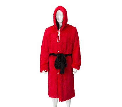 Red Bath Robe Tailgate Outfit Ideas Cold Weather Coat Furry Robe for Guys College Dorm Ideas