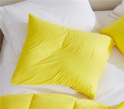 Dorm Bedding Standard Size College Pillow Sham Stylish Yellow College Bedding Made with Stretchy Microfiber
