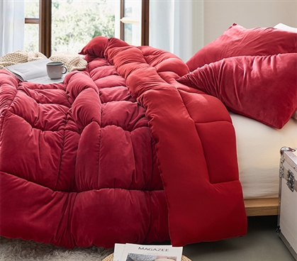 Red Twin Extra Long Comforter Cool Dorm Bedding Essential Cozy College Apartment Bedroom Decor