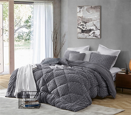 Cozy Plush and Ultra Soft Microfiber Machine Washable Gray Twin Extra Long College Comforter
