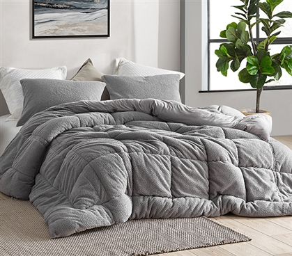 Guys Dorm Stuff Gray College Comforter Neutral Full Extra Long Bedding Softest Blanket for Students