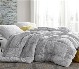 Baffle Box Dorm Comforter Twin XL Bedding Essential Neutral Dorm Decor Ideas Gray College Comforter
