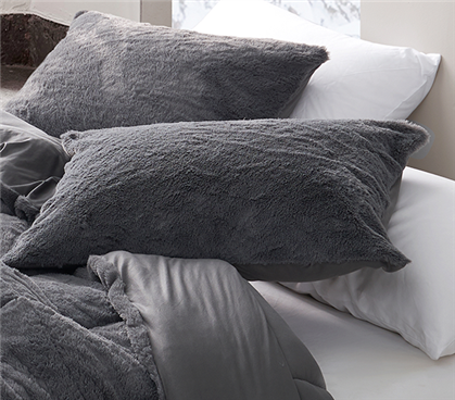 Standard Size Pillow Sham Charcoal Gray Standard Dorm Pillow Sham for Twin XL College Bedding