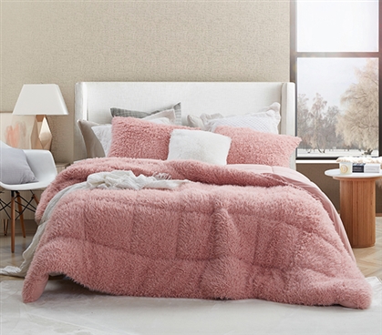 Beautiful Silver Pink Twin XL Dorm Comforter Made with Soft Microfiber and Cozy Berber Fleece Bedding Material