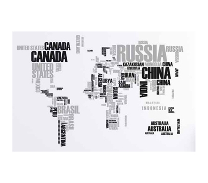 Super Cool Design - XL World Map Word Wall Art - Peel N Stick - Enhance Your Wall Decor