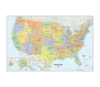 Wall Reusable US Map - Peel N Stick Dorm Decor