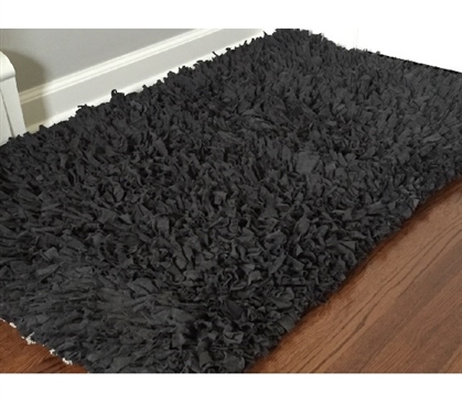 Jersey Knit Cotton Dorm Rug - Charcoal Grey College Rug Dorm Room Decorations