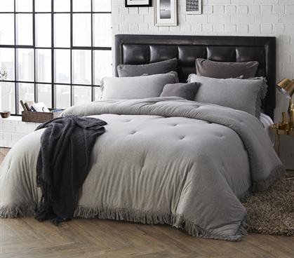 Extra Long Twin Comforter Stylish Jersey Knit Twin XL Bedding with Textured Edging