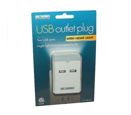 USB Outlet Plug With Night Light