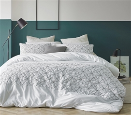 White College Bedding Decor Machine Washable Comforter Set Embroidered Bedspread Designer Twin XL Bedding