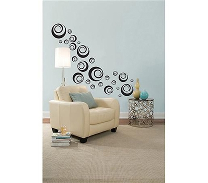 Essential College Supplies - Black Ringlets - Peel N Stick Dorm Decor