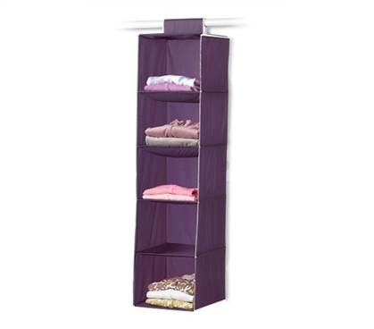 College Closet Orgamization - 5-Shelf College Closet Organizer - Eggplant - Useful Items For College