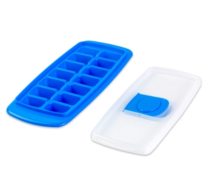 Blue College Mini Fridge Ice Cube Tray with Removable Anti-Spill Cover