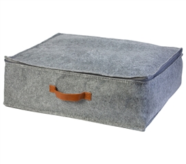 Zippered Storage Box with Handles - Gray Felt