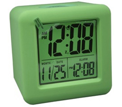 Lime Green Cubed LCD Digital Alarm Clock College dorm room needs
