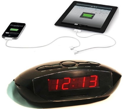 AM/FM LED Clock Radio With Aux-In and USB Dorm Essentials