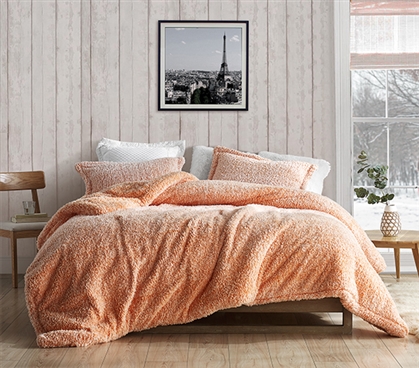 Beautiful Orange Two Tone Design XL Twin Comforter Set Made with Ultra Cozy Plush College Bedding Materials