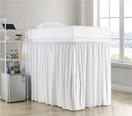 Machine Washable Plush White Twin XL Bed Skirt Panel Sized for Dorm Room Beds
