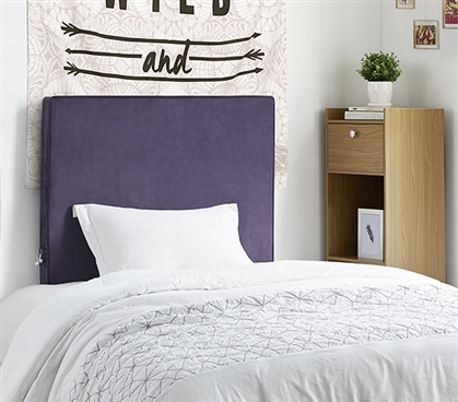 University Transitional Easy to Attach College Headboard with Machine Washable Plum Root Purple Cover