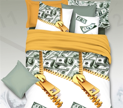Cash Money Bling Twin XL Comforter for College Twin XL Bedding Dorm Essentials