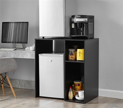 Durable Dorm Furniture Black College Dorm Station for College Mini Fridge and Accessory Organization