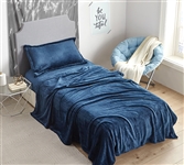 Blue Dorm Room Bedding Packages Plush Twin XL Sheet Set Fleece Twin Extra Long Bedding Set