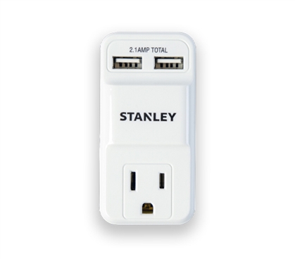 Dorm Room Wall Plug In Adapter with Outlet Adapter and Two USB Charging Ports