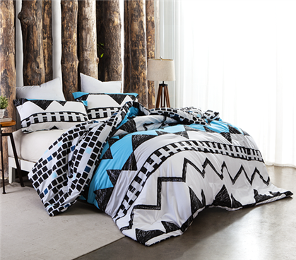 Twin XL Black White and Aqua Comforter Extra Long Twin Dorm Bedding