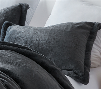 Furry Pillow Cases Black Faux Fur Bedding Luxury Dorm Room Decor College Supplies Checklist