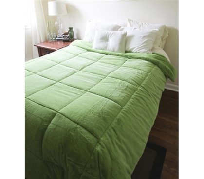 College Plush Comforter - Avocado Green - Twin XL Dorm Room Bedding