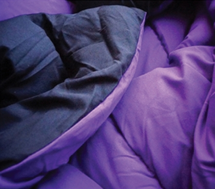 Downtown Purple/Black Reversible College Comforter - Twin XL - Dorm Essentials