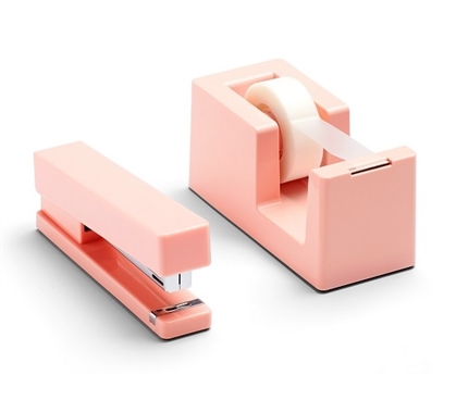 Cute College School Supplies Bundle Pink Tape Dispenser and Stapler Package College Studying Must Haves