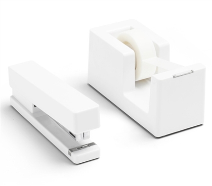 Stapler and Tape Dispenser Combo - White Dorm Essentials Study Accessories Dorm Accessories