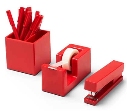 Starter Dorm Desk Bundle - Red Dorm Supplies College Supplies