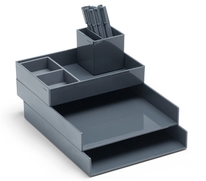 Ultra Stacked Dorm Desk Bundle - Dark Gray Dorm Organizers Dorm Essentials