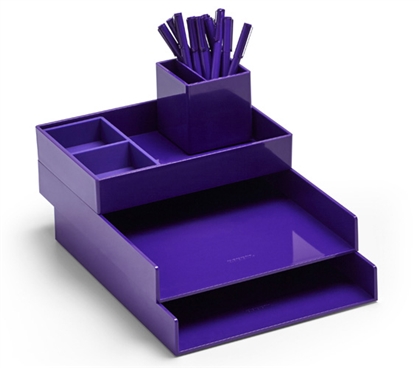 Ultra Stacked Dorm Desk Bundle - Purple Dorm Essentials Dorm Room Decorations