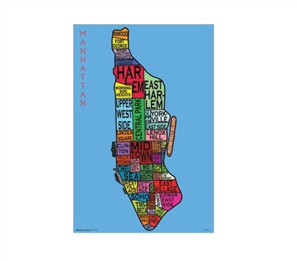 Manhattan Neighborhoods College Poster Wall Decorations for Dorms Must Have Dorm Items