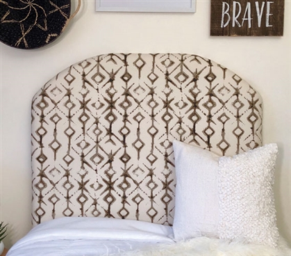 Ecru Neutral Dorm Room Decor Stylish Tribal Design College Headboard for Extra Long Twin Bed