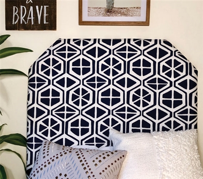 Unique Pattern Aiden Stylish College Decor One of a Kind Navy Dorm Room Headboard