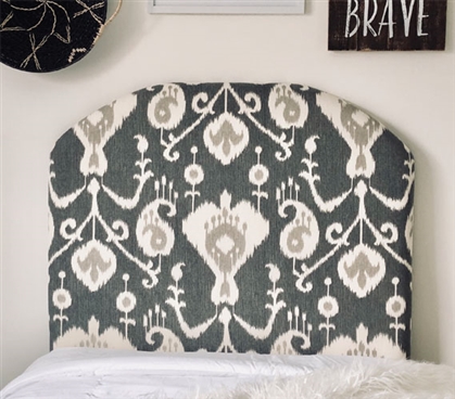 Pewter Gray Elegant Dorm Bedding Stylish Magnolia Design One of a Kind College Headboard