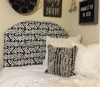 Black and White College Decor Unique Fearless Ink Diamond Design Essential Dorm Room Headboard
