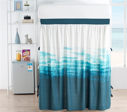 Dorm Room Bedding Essential Extra Long Bed Skirt Blue Tie Dye Decor Twin XL Dust Ruffle