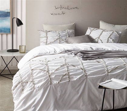 Alexandra Textured Duvet Cover - Twin XL - White