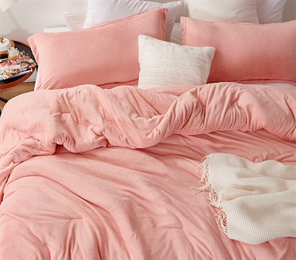 Extra Long Twin Comforter Set Pink Dorm Room Bedding Essential Peach Aesthetic Bedroom